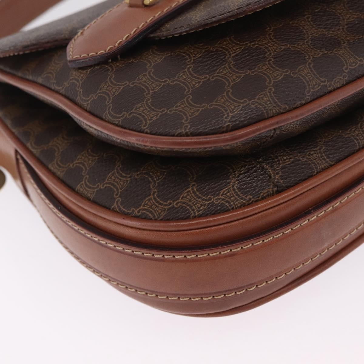 Celine Macadam Shoulder Canvas, Brown, Canvas, Crossbody Bag