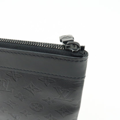Louis Vuitton Discovery Pochette Monogram Shadow Leather, Black, Leather, Clutch