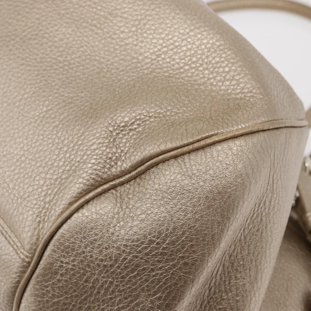 Salvatore Ferragamo Gancini Leather, Gold, Leather, Handbag
