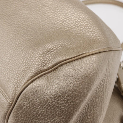 Salvatore Ferragamo Gancini Leather, Gold, Leather, Handbag