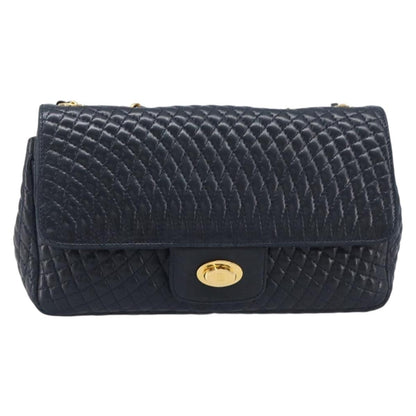 Bally Vintage Quilted Leather, Navy, Leather, Shoulder Bag