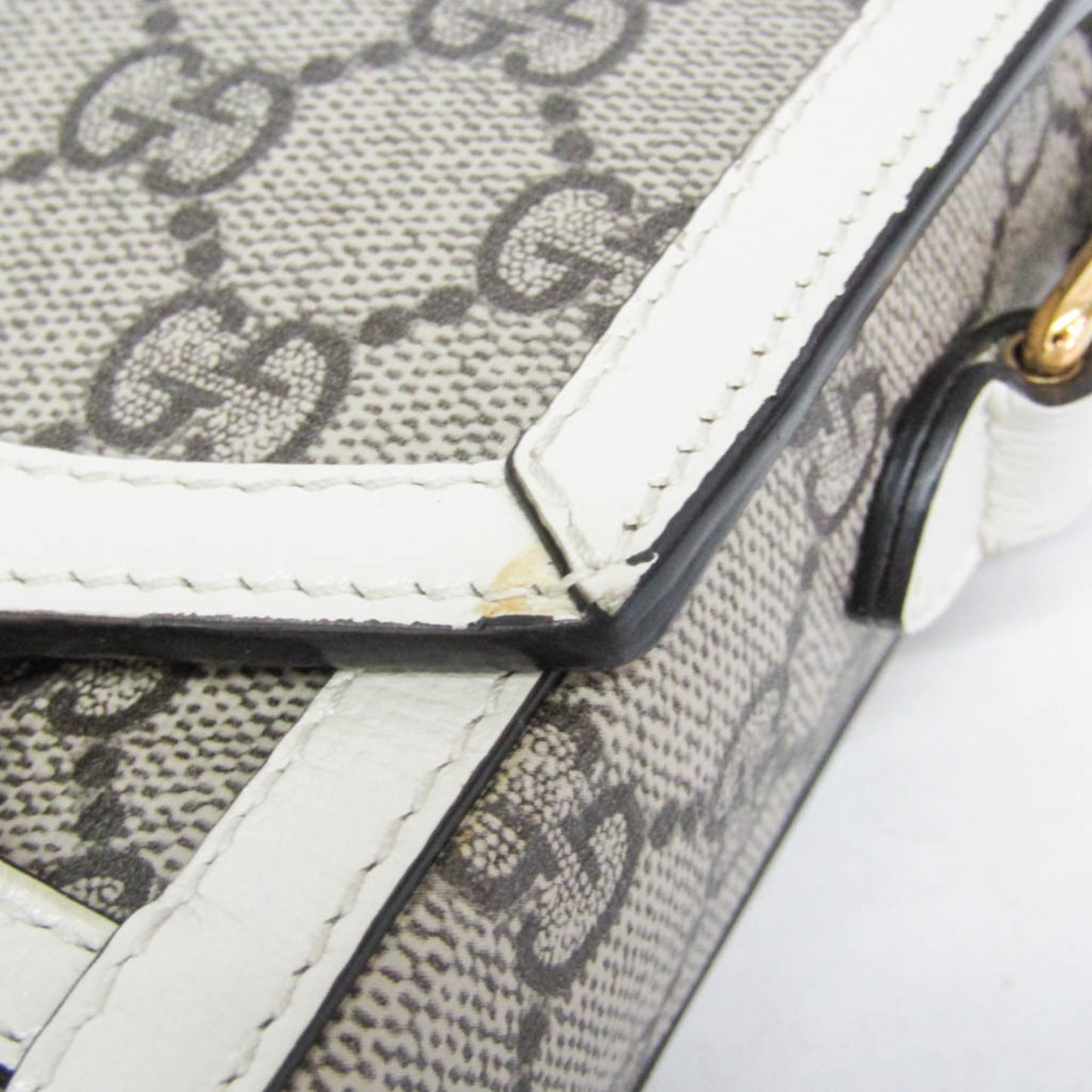 Gucci Horsebit 1955 GG Coated Canvas with Leather, Beige, Canvas, Crossbody Bag