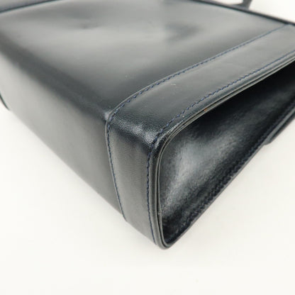 Salvatore Ferragamo Vintage Gancini Flap Leather, Navy, Leather, Shoulder Bag