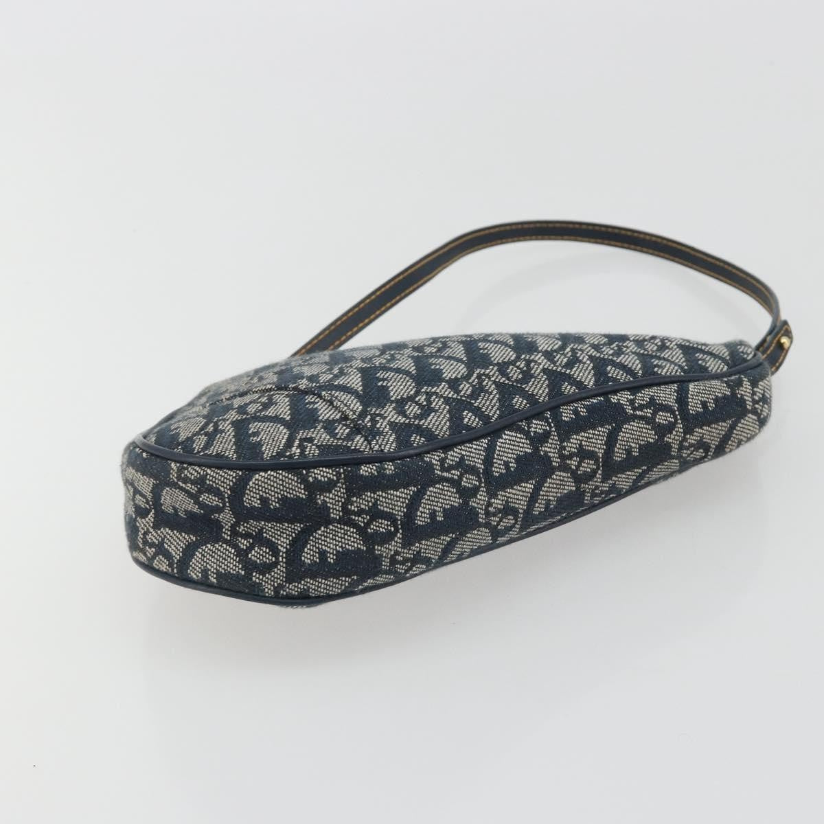 Christian Dior Vintage Saddle Diorissimo Canvas, Navy, Canvas, Shoulder Bag