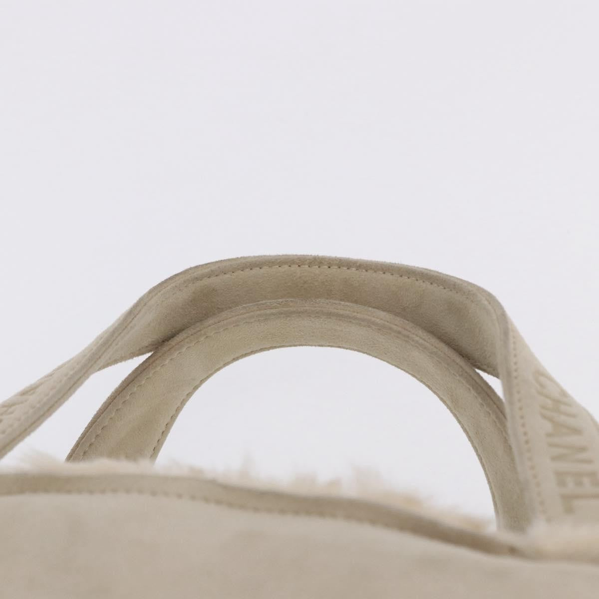 Chanel Vintage East West Tote Shearling and Suede, Beige, Leather, Tote Bag