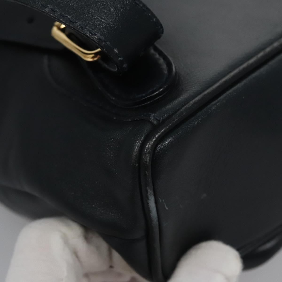 Gucci Vintage Bamboo Leather, Black, Leather, Backpack