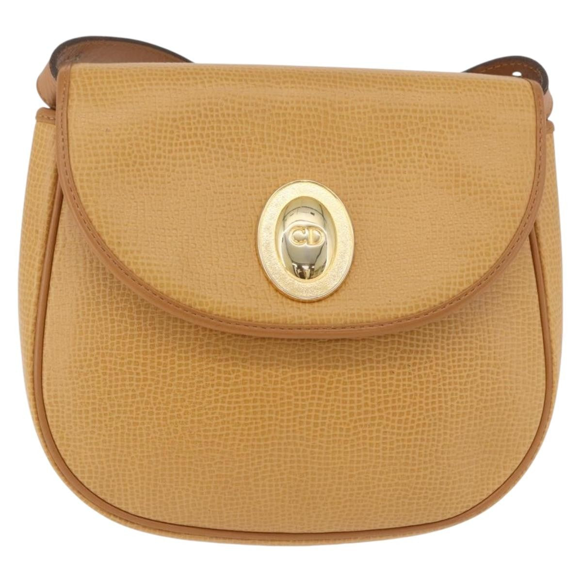 Christian Dior Vintage CD Flap Leather, Beige, Leather, Shoulder Bag
