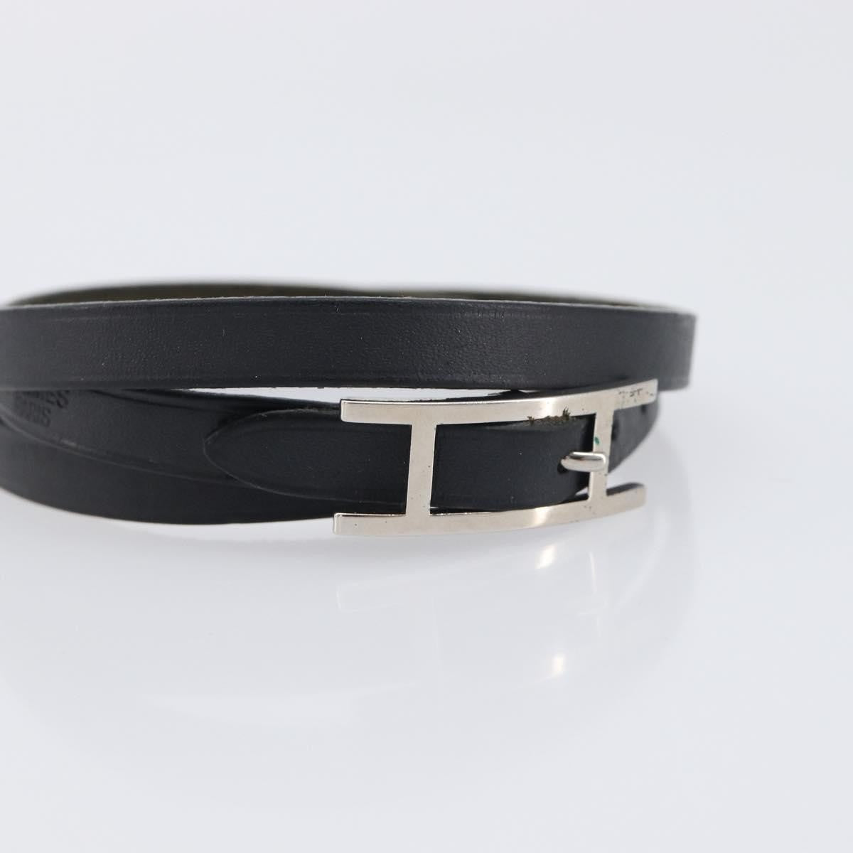 Hermes Hapi 3 Leather with Metal, Black, Leather, Bracelet