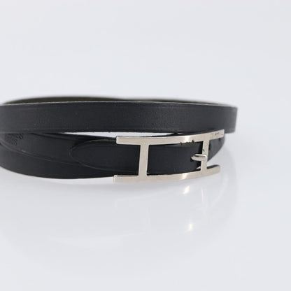 Hermes Hapi 3 Leather with Metal, Black, Leather, Bracelet