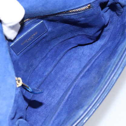 Saint Laurent Chyc Flap Leather, Blue, Leather, Shoulder Bag