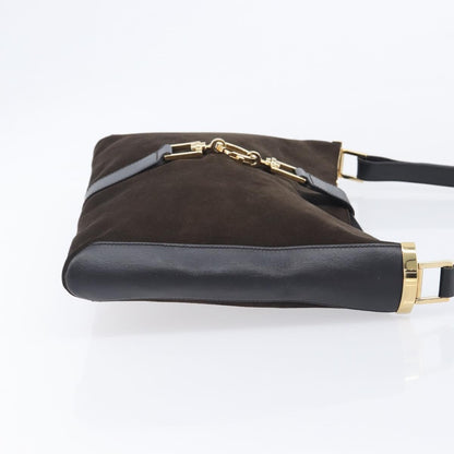 Gucci Shoulder Leather, Brown, Suede, Shoulder Bag