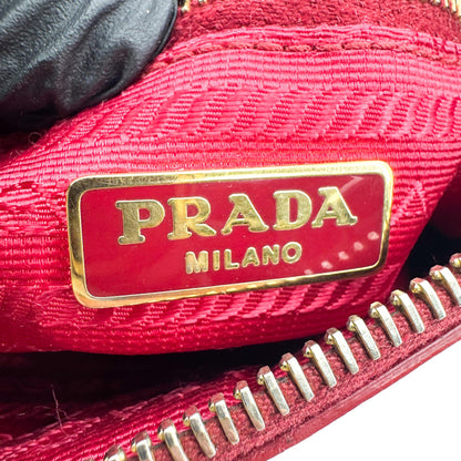 Prada Zip Saffiano Leather, Red, Leather, Shoulder Bag