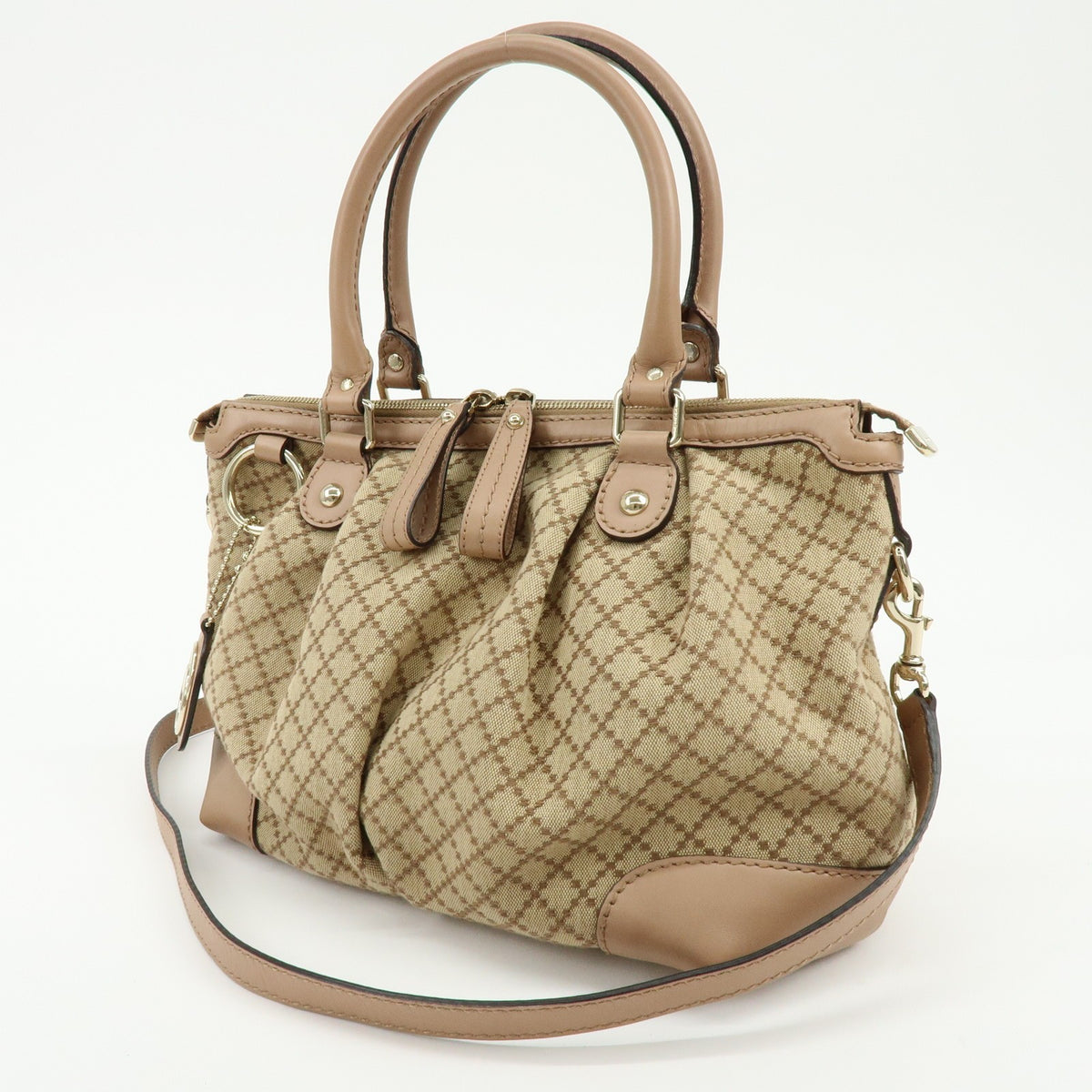 Gucci Sukey Diamante Canvas with Leather, Beige, Canvas, Tote Bag