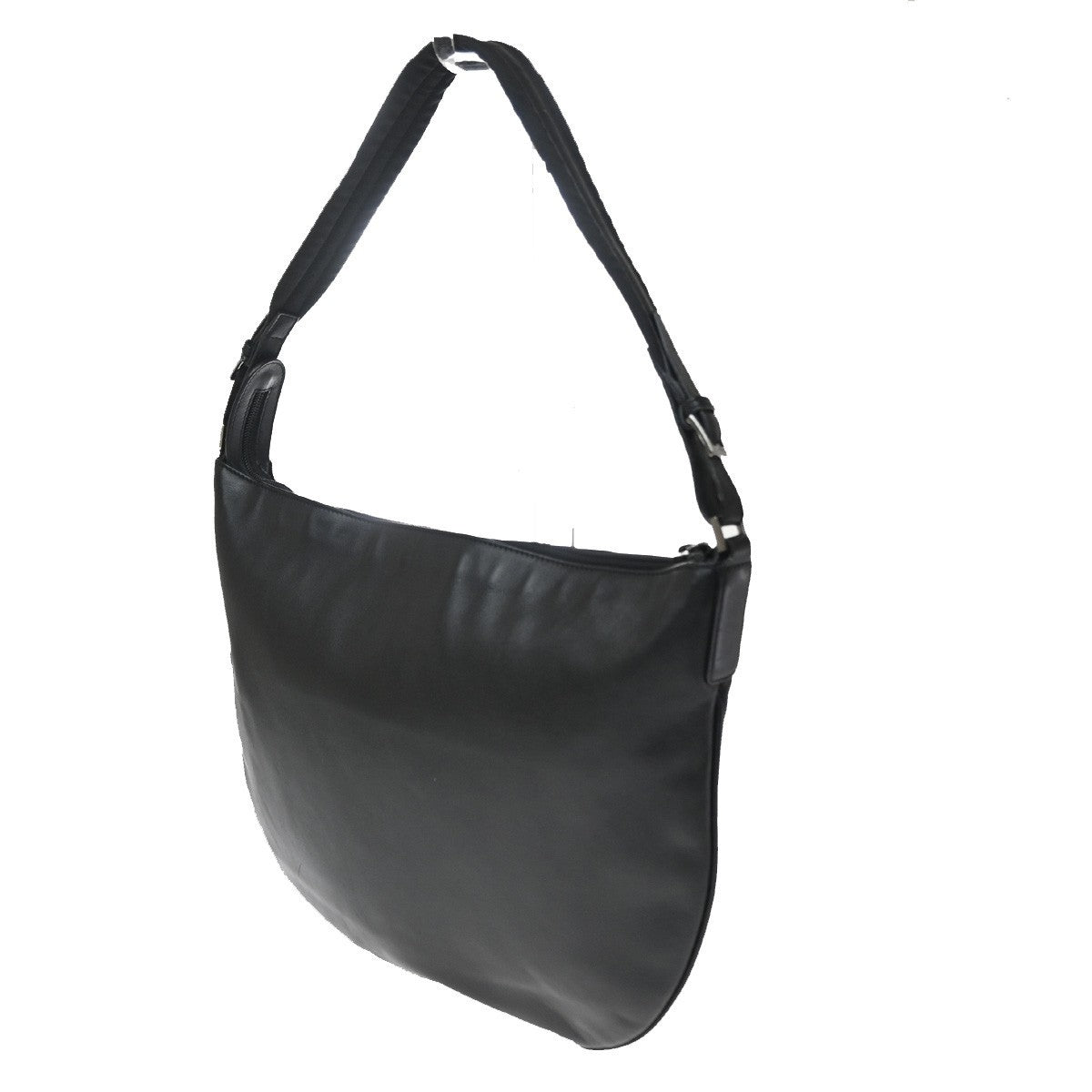 Gucci Vintage Web Half Moon Leather, Black, Leather, Shoulder Bag