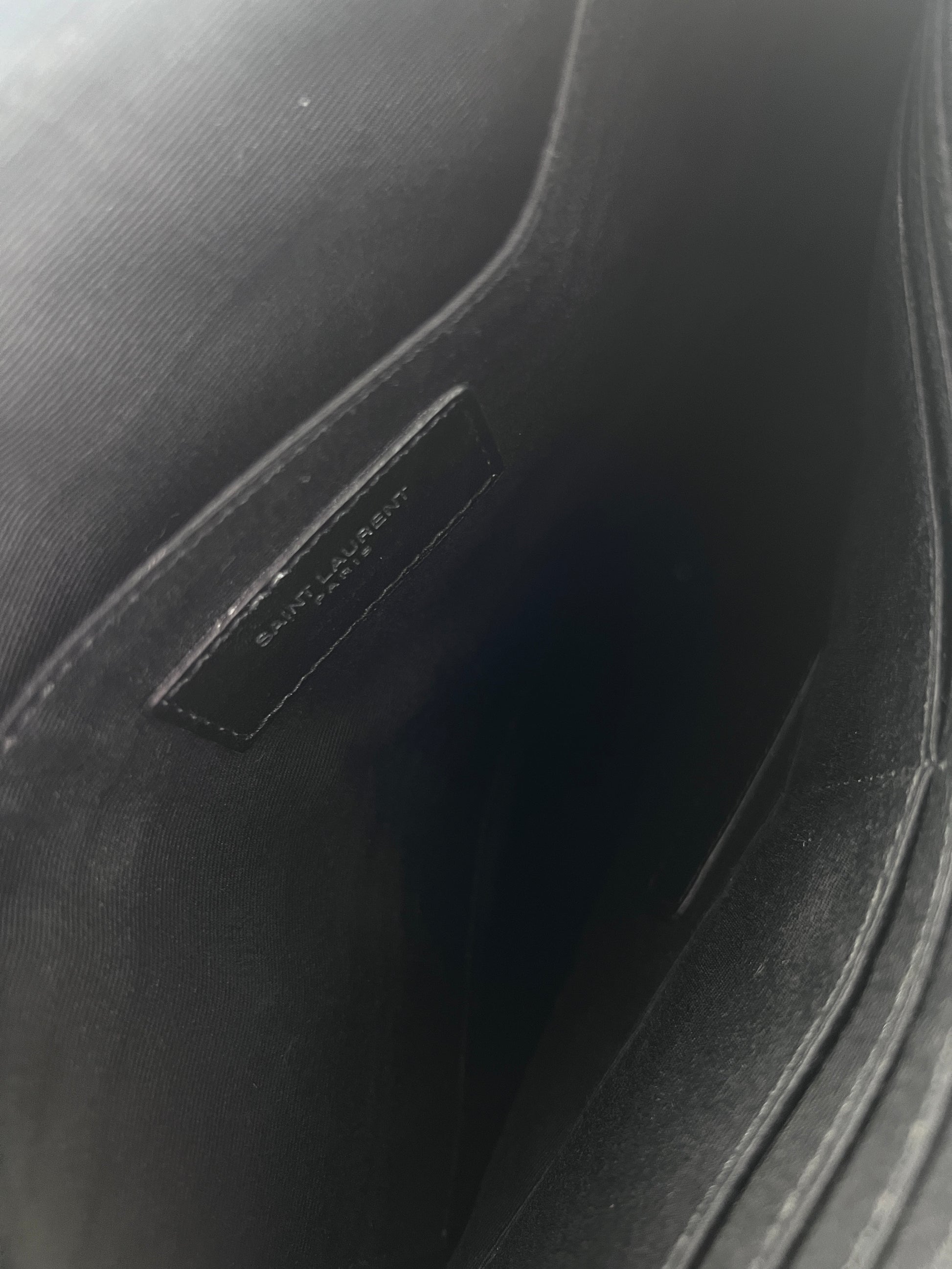 Saint Laurent Zip Pouch Leather, BLACK, LEATHER, Clutche & pouche