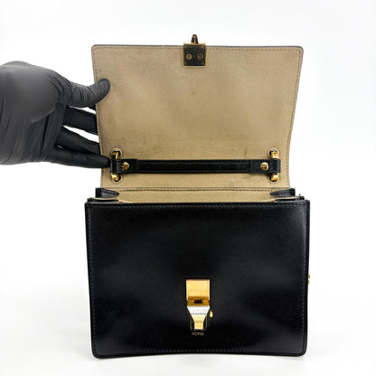 Fendi Kan I Zucca Embossed Leather, Black, Leather, Shoulder Bag