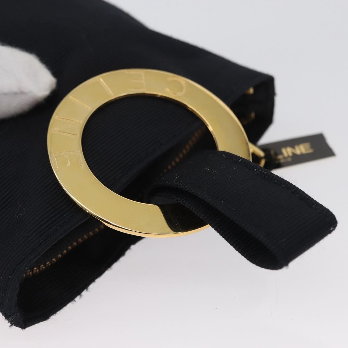 Celine Circle Logo Pouch Canvas, Black, Canvas, Clutch