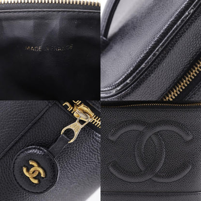Chanel Vintage Timeless Cosmetic Case Caviar, Black, Leather, Handbag