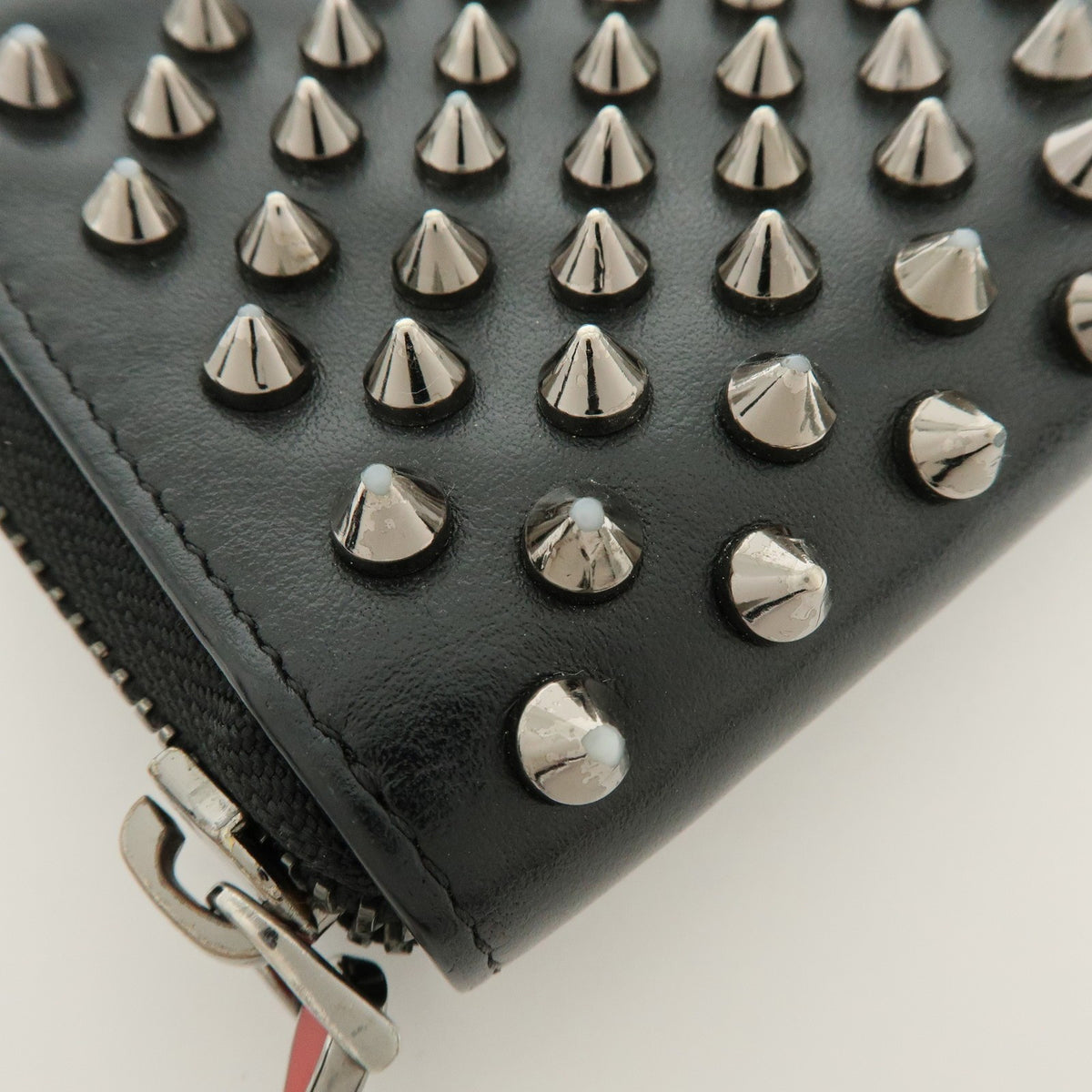 Christian Louboutin Panettone Coin Purse Spiked Leather, Black, Leather, Wallet