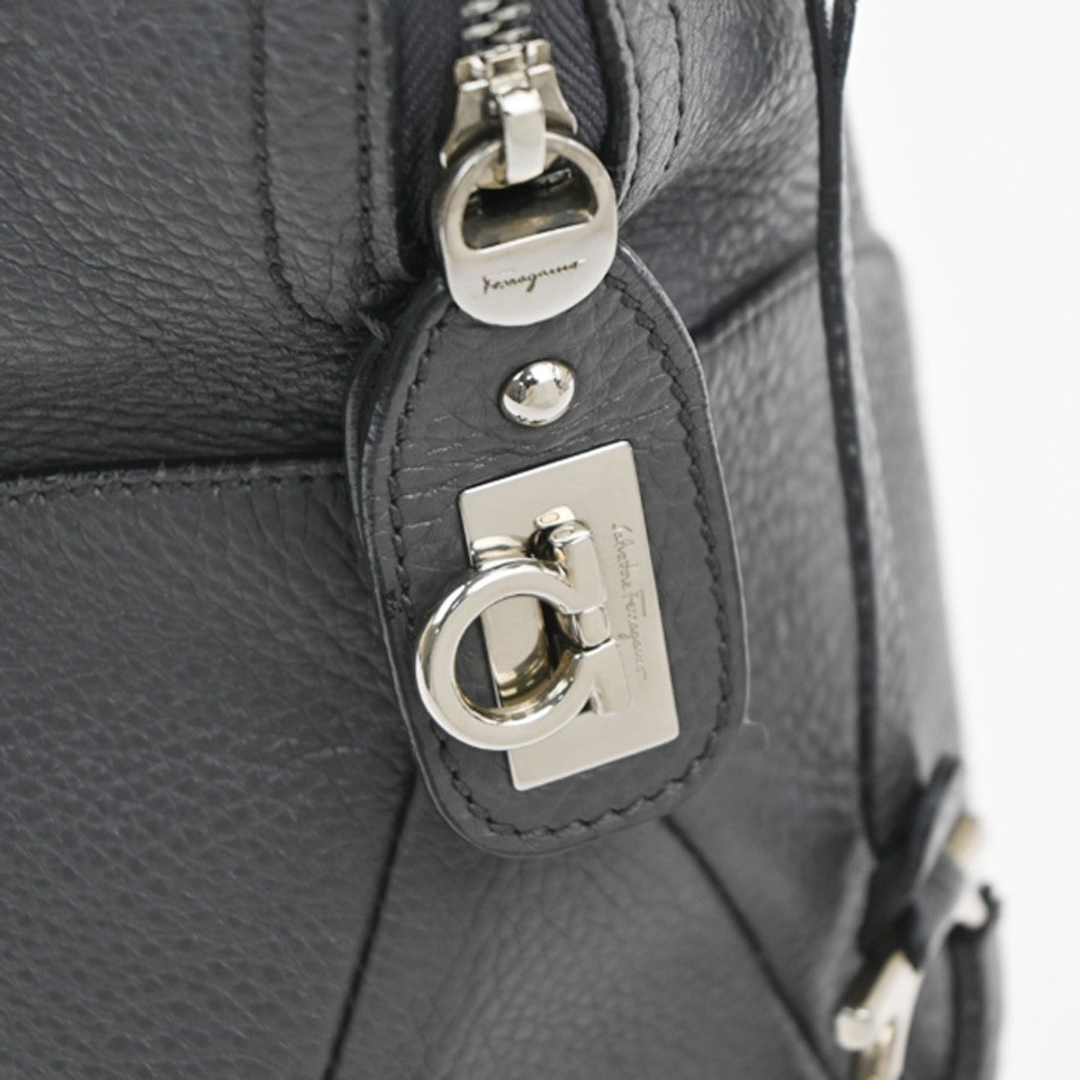 Salvatore Ferragamo Bonaria Satchel Leather, Gray, Leather, Handbag