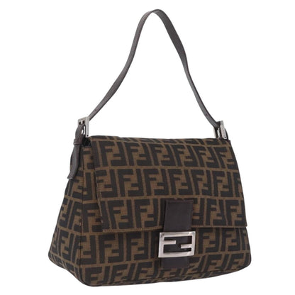 Fendi Zucchino Mamma Baguette Canvas, Brown, Canvas, Shoulder Bag