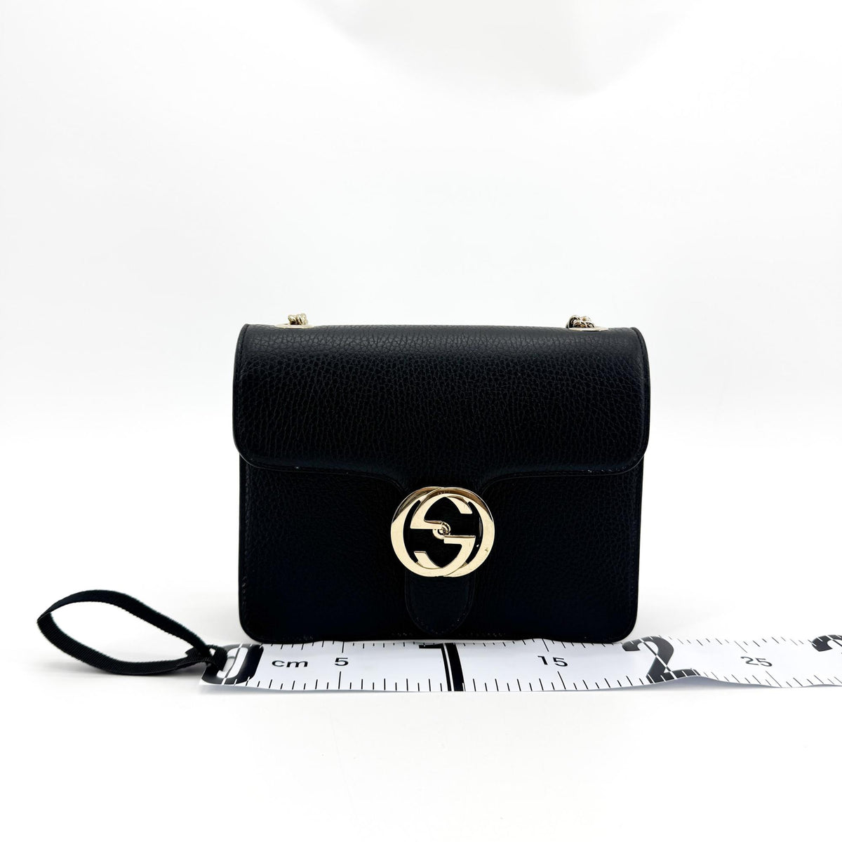 Gucci Interlocking Leather, Black, Leather, Shoulder Bag