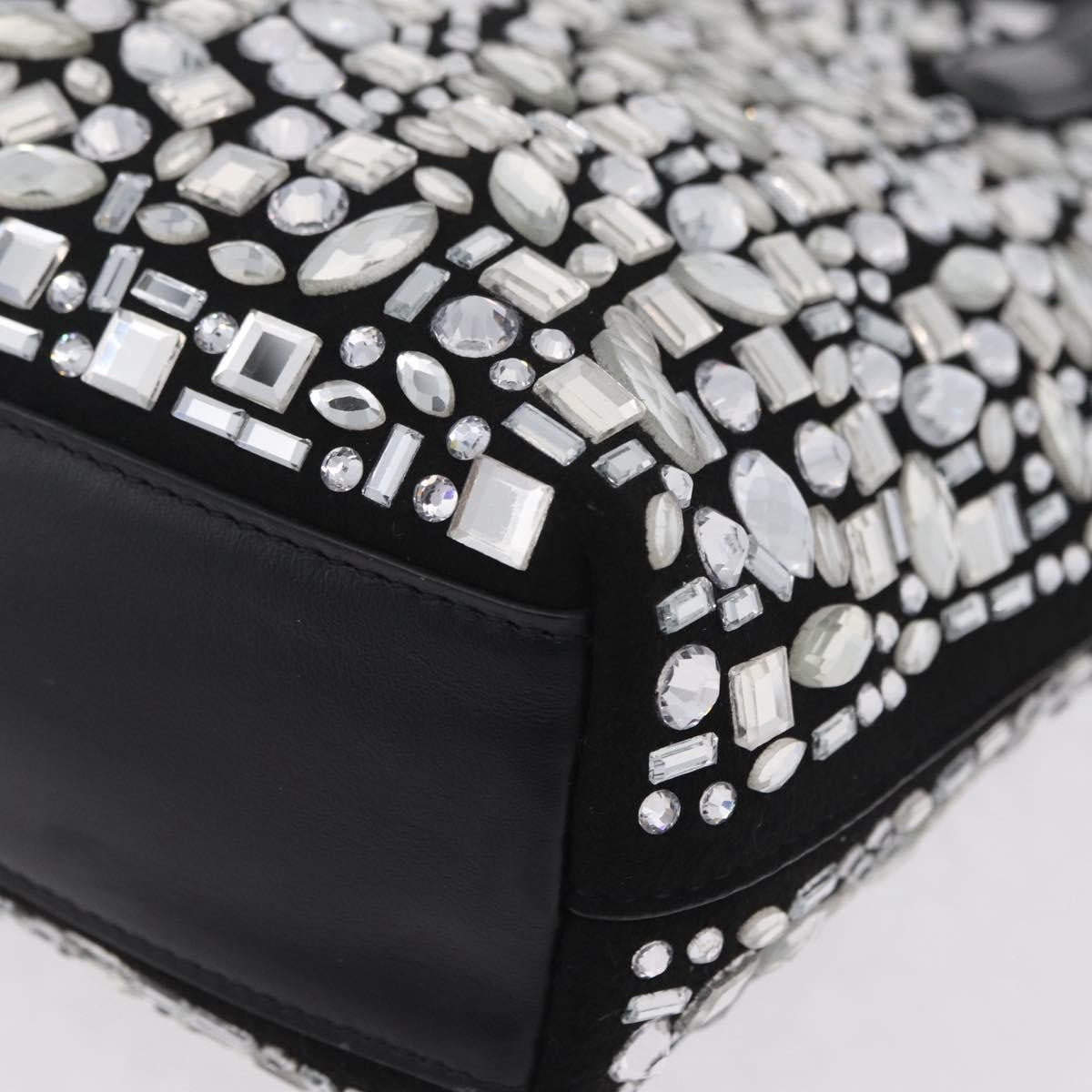 Salvatore Ferragamo Convertible Crystal Embellished Leather, Black, Leather, Tote Bag