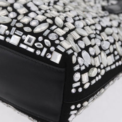 Salvatore Ferragamo Convertible Crystal Embellished Leather, Black, Leather, Tote Bag