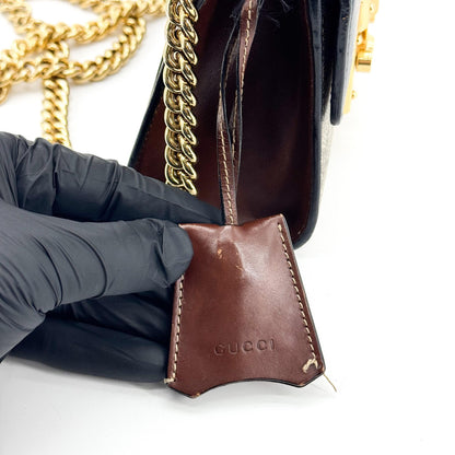 Gucci Padlock Chain Flap Blooms Print GG Coated Canvas and Leather, Brown, Canvas, Handbag