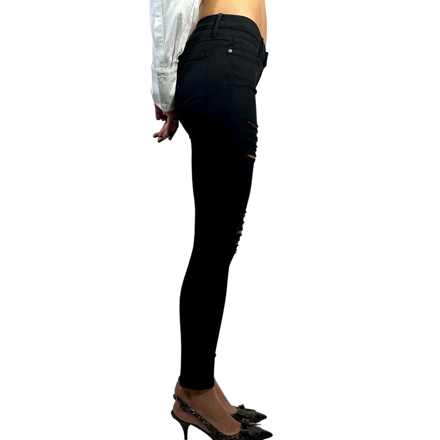 FRAME Le Skinny De Jeanne Distressed Jeans