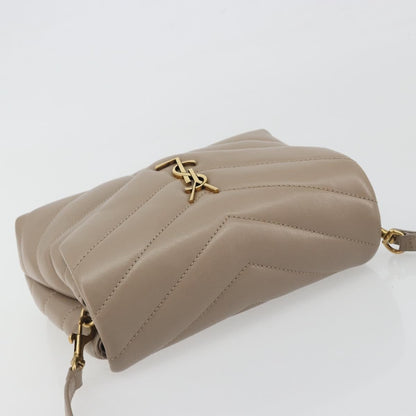 Saint Laurent Loulou Puffer Quilted Leather, Beige, Leather, Shoulder Bag