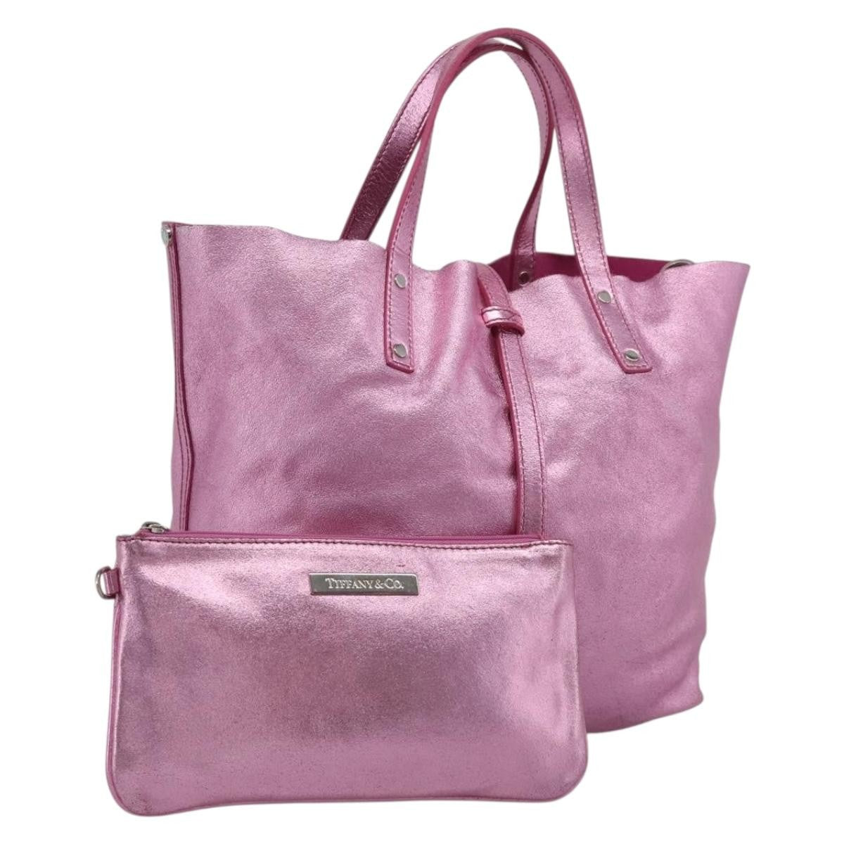 Tiffany & Co. Vintage Leather, Pink, Stainless Steel, Shoulder Bag