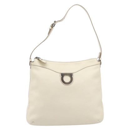 Salvatore Ferragamo Gancini Leather, Beige, Leather, Crossbody Bag