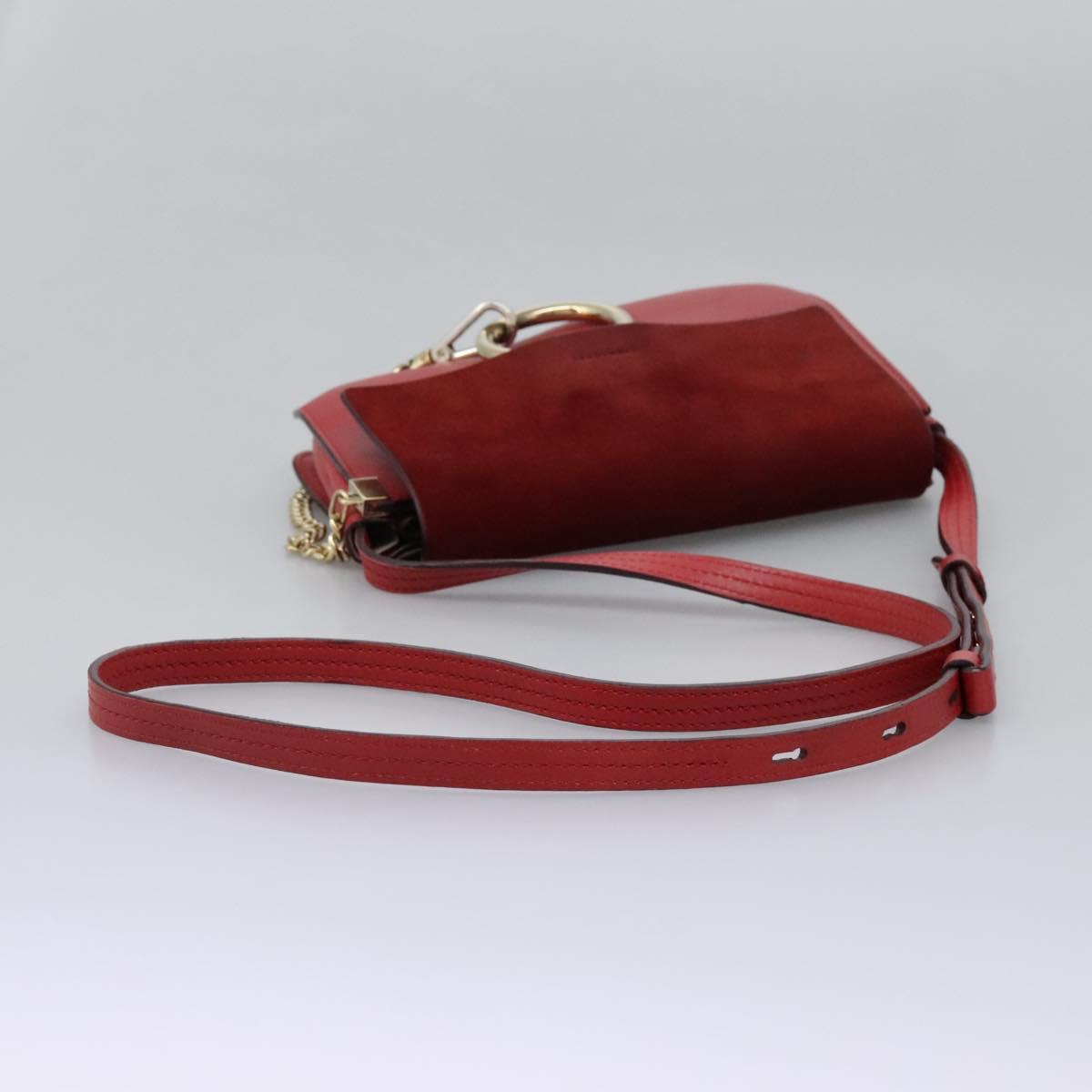 Chloe Faye Chain Leather and Suede, Red, Suede, Shoulder Bag