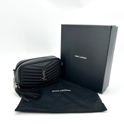 Saint Laurent Lou Camera Matelasse Chevron Leather, Black, Calfskin, Handbag