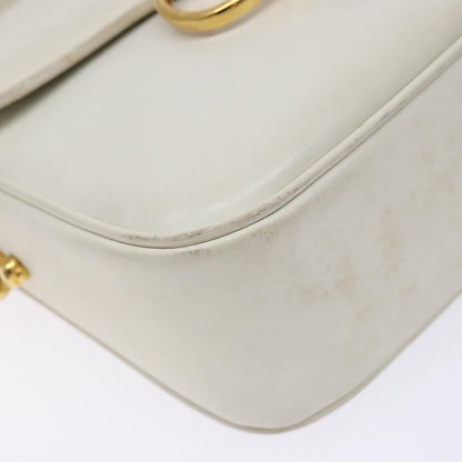 Celine Shoulder Leather, White, Leather, Shoulder Bag
