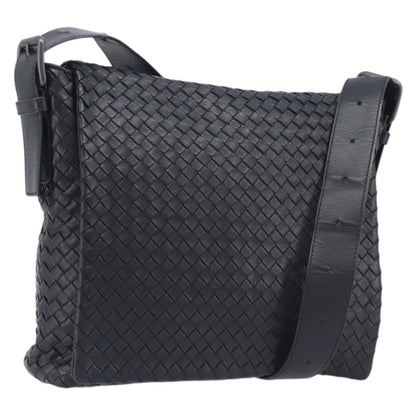 Bottega Veneta Square Flap Messenger Intrecciato Nappa, Black, Leather, Handbag