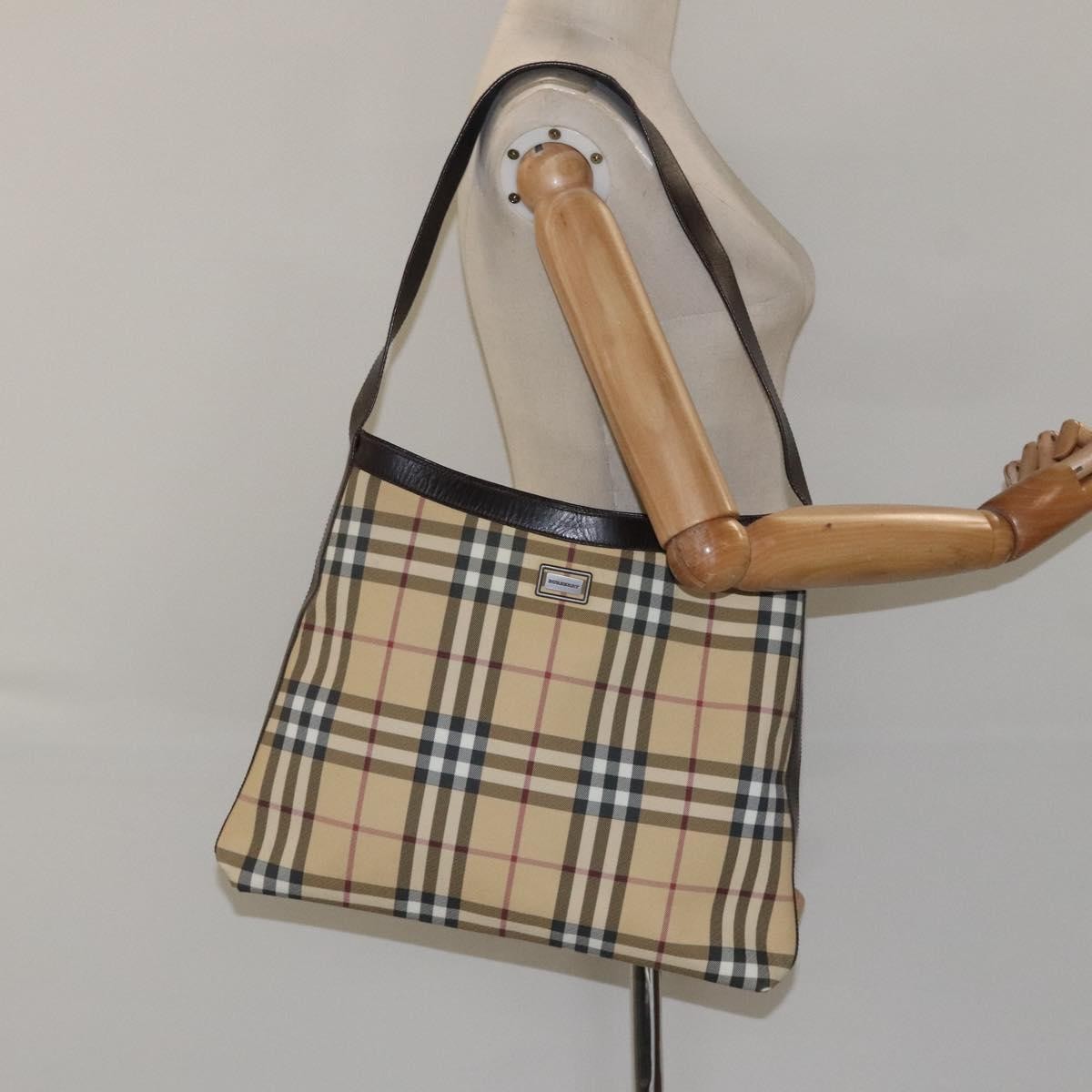Burberry Nova check Canvas and Leather, Beige, Canvas, Shoulder Bag