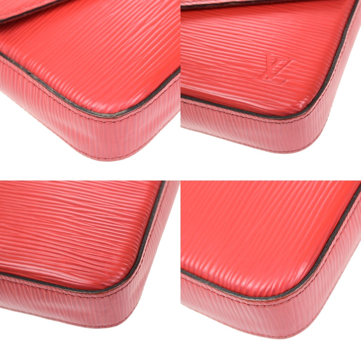 Louis Vuitton Felicie Chain Epi Leather, Red, Leather, Clutch