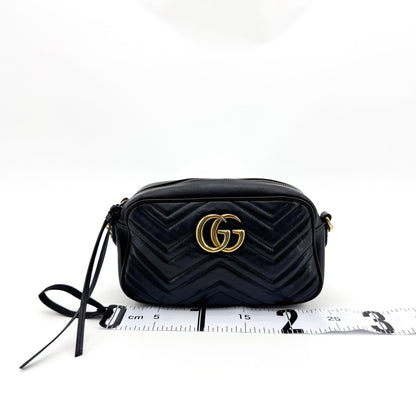 Gucci GG Marmont Matelasse Leather, Black, Leather, Shoulder Bag