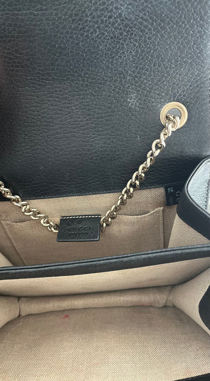 Gucci Interlocking Shoulder Bag Leather, Black, Leather, Handbag