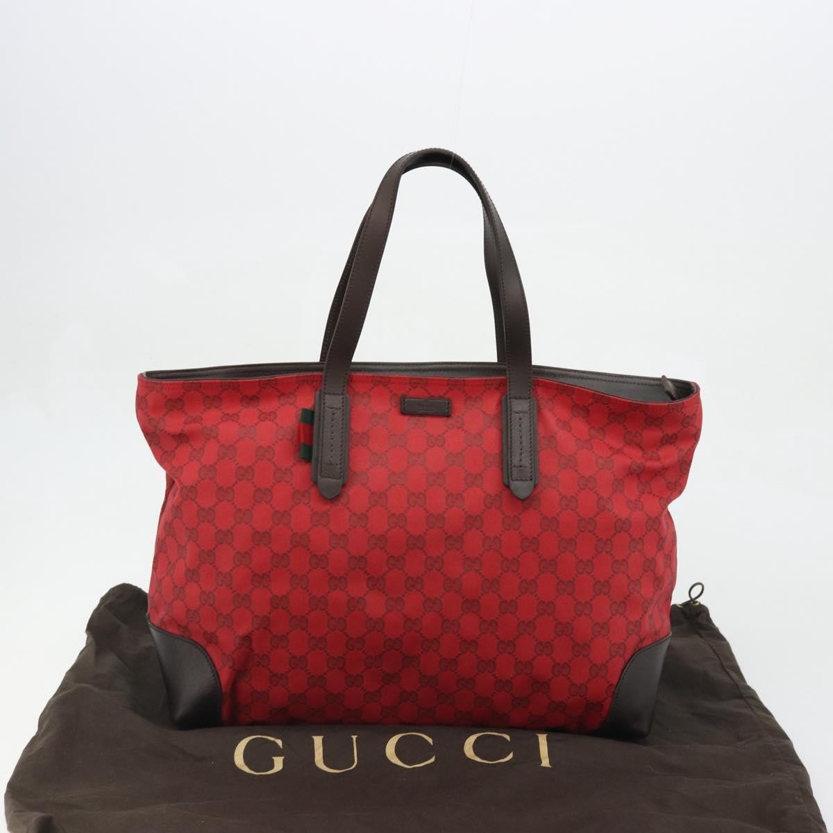 Gucci Original Zip GG Canvas with Leather, Red, Canvas, Tote Bag