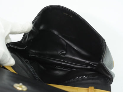 Celine Vintage Flap Leather, Black, Leather, Shoulder Bag