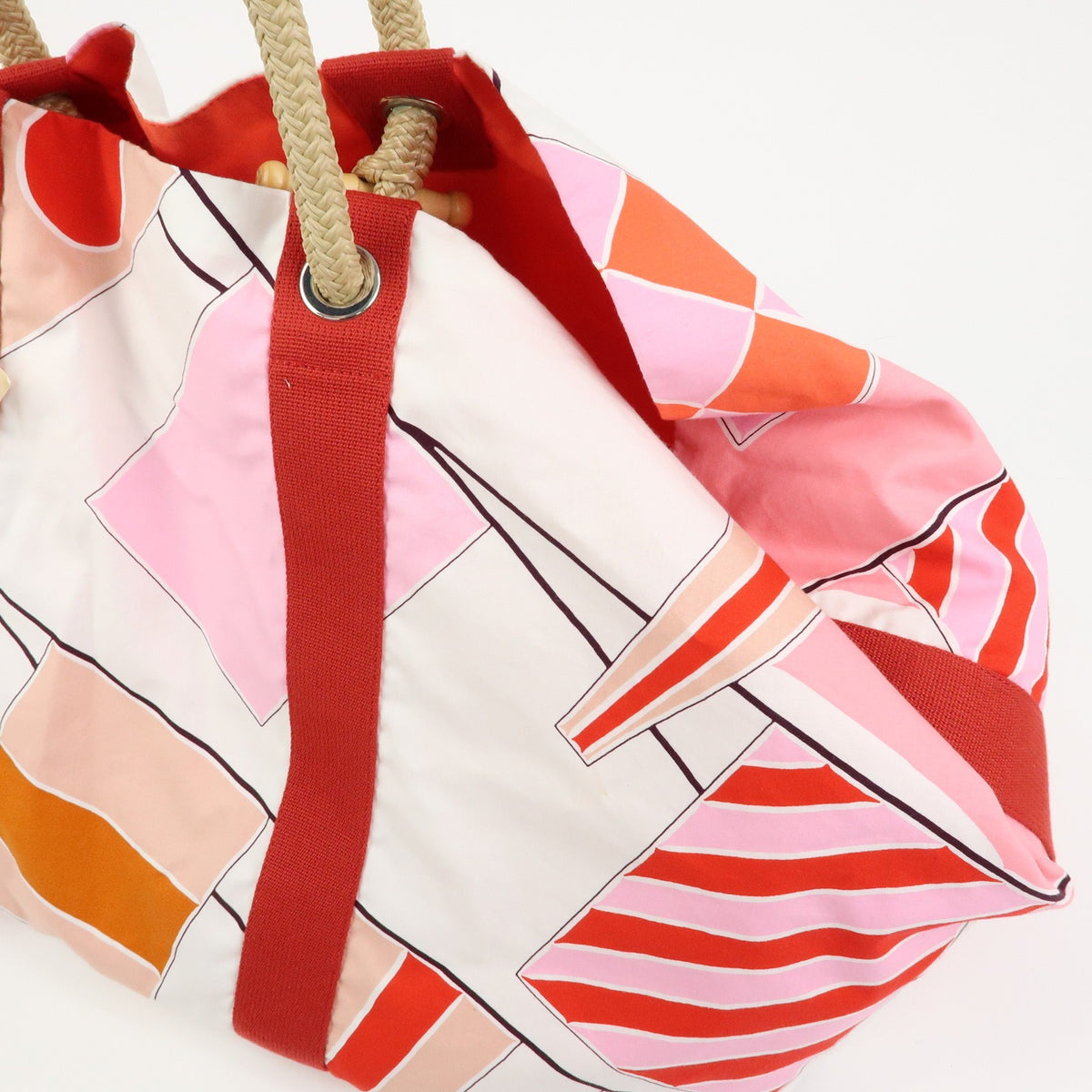 Hermes Drapeaux Au Vent Printed Canvas, Multicolour, Canvas, Handbag
