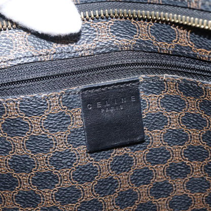Celine Vintage Macadam Shopper Coated Canvas, Black, PVC, Tote Bag