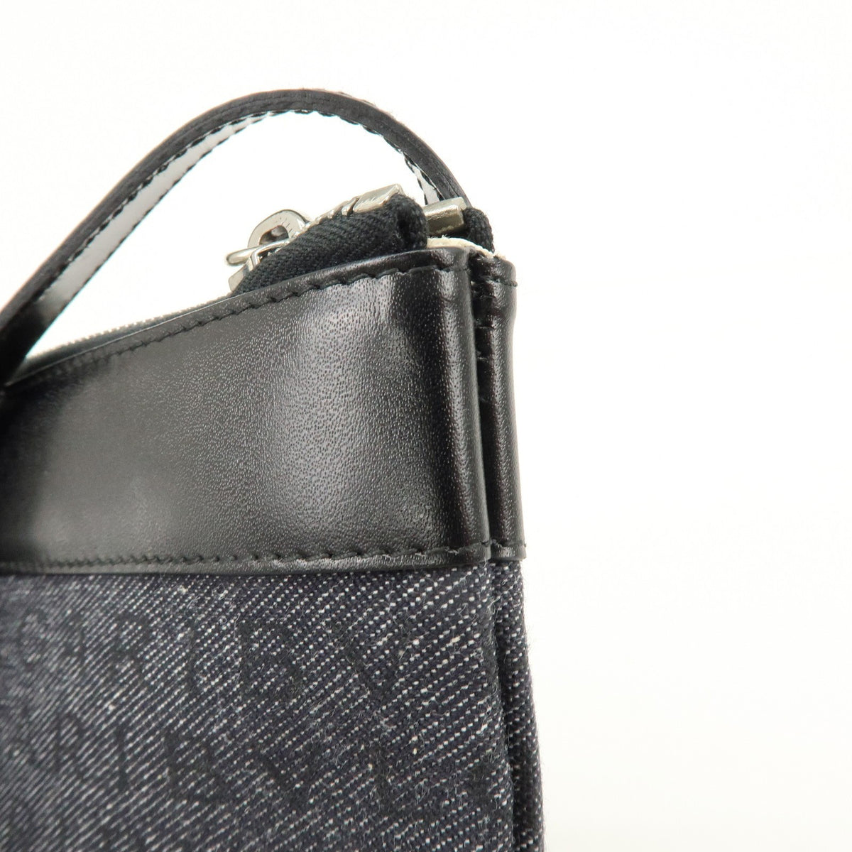 Bvlgari Logomania Canvas with Leather, Black, Denim, Shoulder Bag