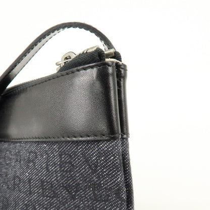 Bvlgari Logomania Canvas with Leather, Black, Denim, Shoulder Bag
