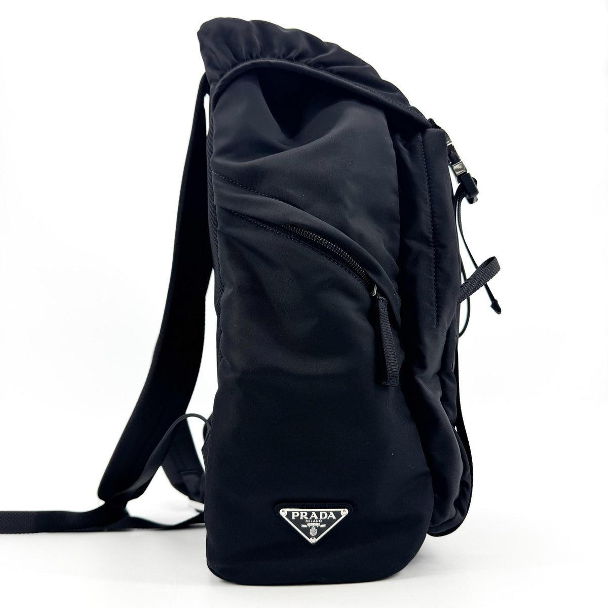 Prada Double Buckle Tessuto, Black, Nylon, Backpack