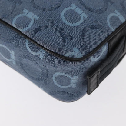 Salvatore Ferragamo Gancini Canvas, Navy, Canvas, Shoulder Bag