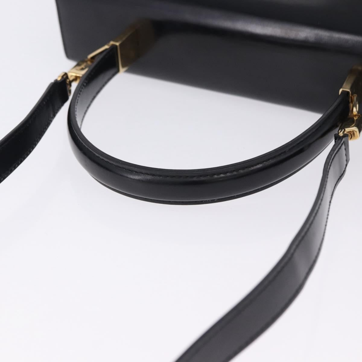 Salvatore Ferragamo Gancini Top Handle Leather, Black, Patent Leather, Handbag